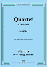 Quartet in E flat Major,Op.19 No.1,for Clarinet,Vln,Vla and VC P.O.D cover